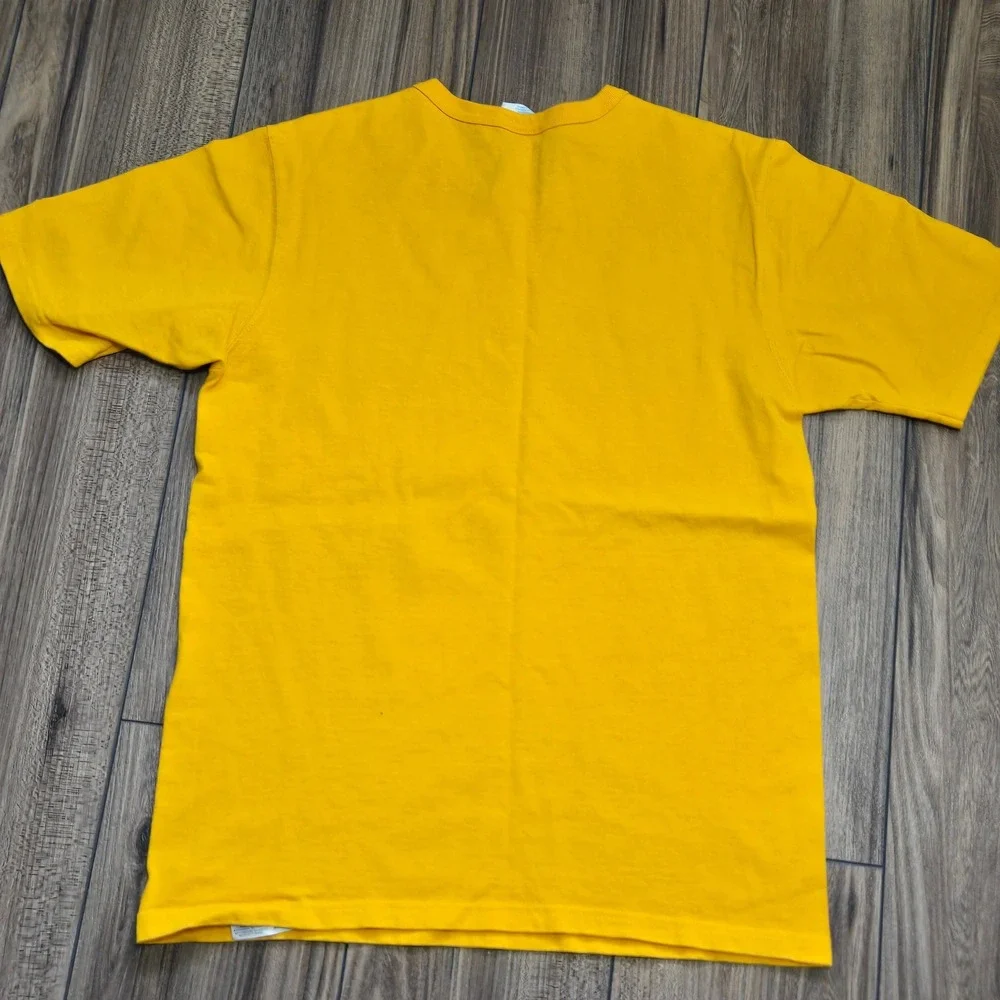 Champion Mens Script Logo Graphic T-Shirt Yellow Short Sleeve Cotton Medium - Picture 5 of 7
